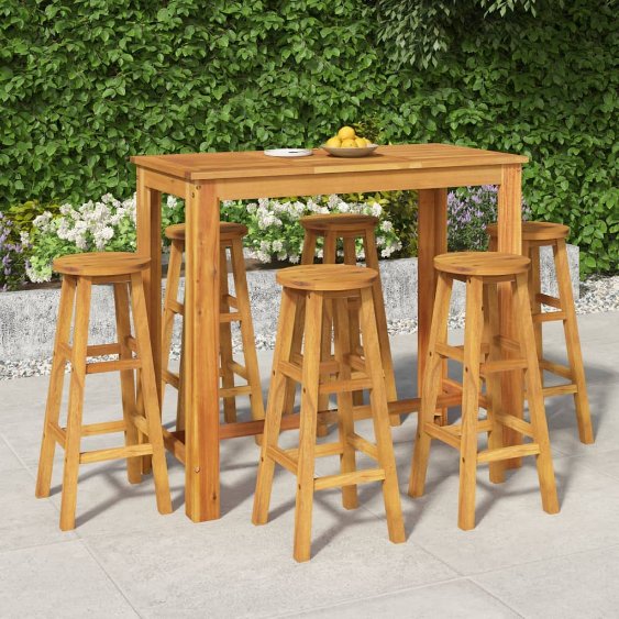 3-tlg. Gartenbar-Set Massivholz Akazie
