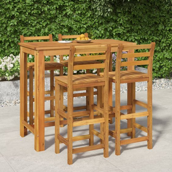 3-tlg. Gartenbar-Set Massivholz Akazie