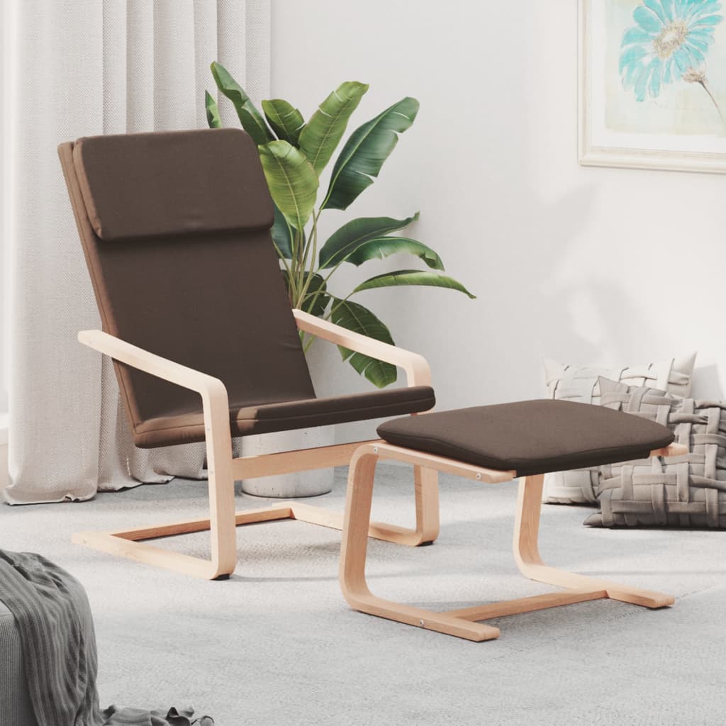 Relaxsessel mit Hocker Creme Stoff