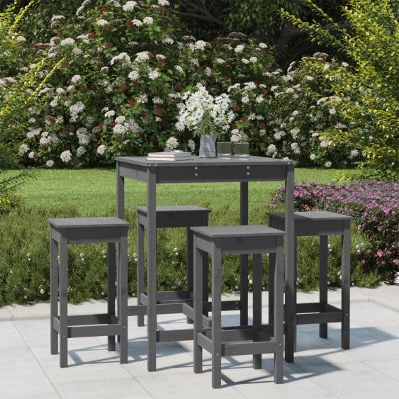 5-tlg. Gartenbar-Set Massivholz Kiefer