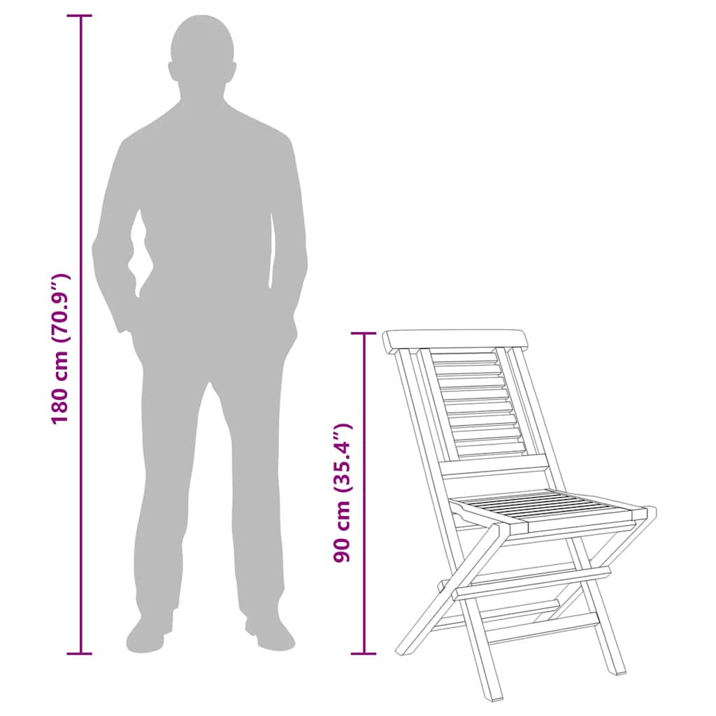 vidaXL Gartenstühle 4 Stk. Klappbar 47x63x90 cm Massivholz Teak