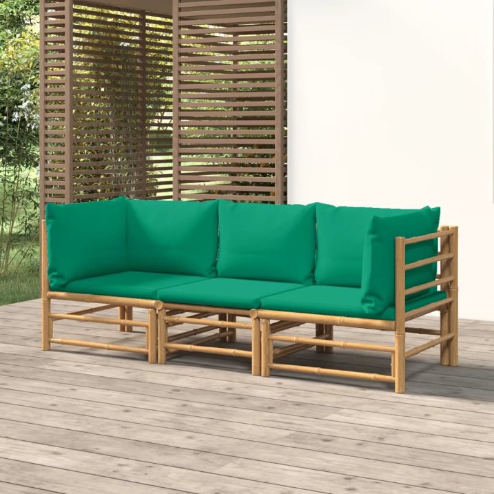 6-tlg. Garten-Lounge-Set mit Hellgrauen Kissen Bambus