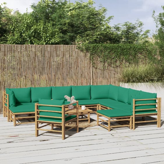 6-tlg. Garten-Lounge-Set mit Hellgrauen Kissen Bambus