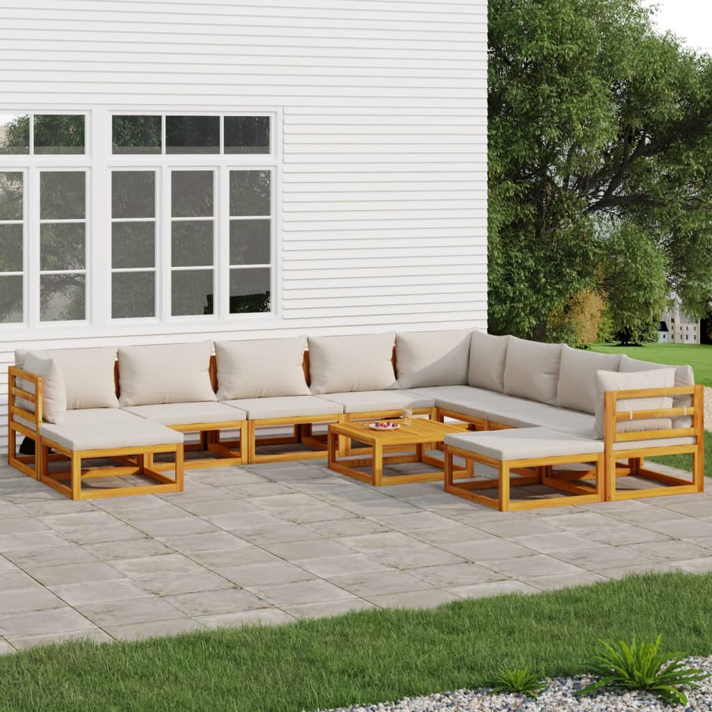 6-tlg. Garten-Lounge-Set mit Taupe Kissen Massivholz