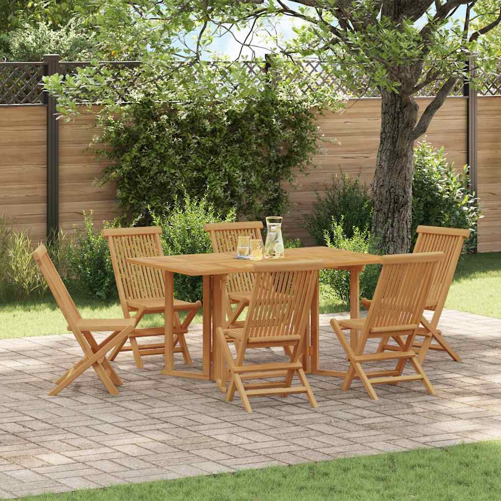 vidaXL Garten Essgruppe 7 pcs Braun Massivholz Teak