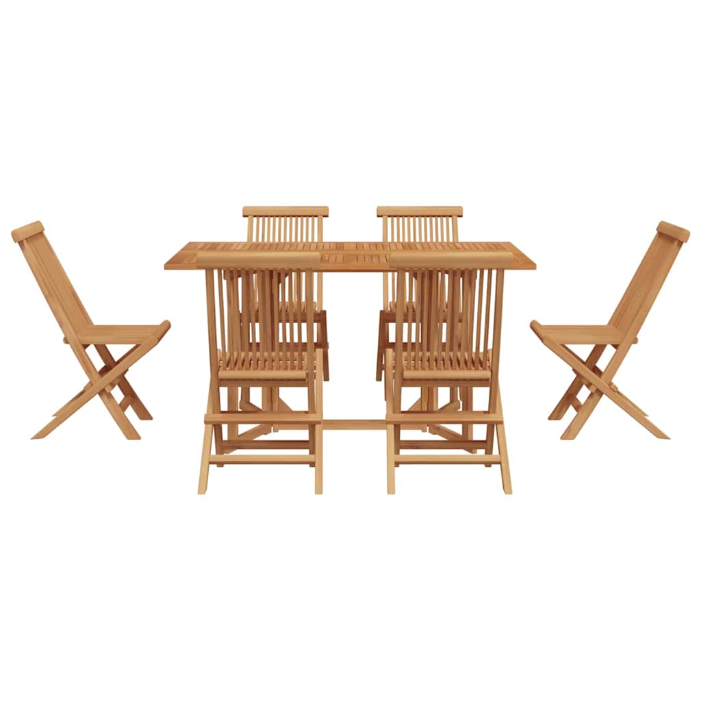 vidaXL Garten Essgruppe 7 pcs Braun Massivholz Teak