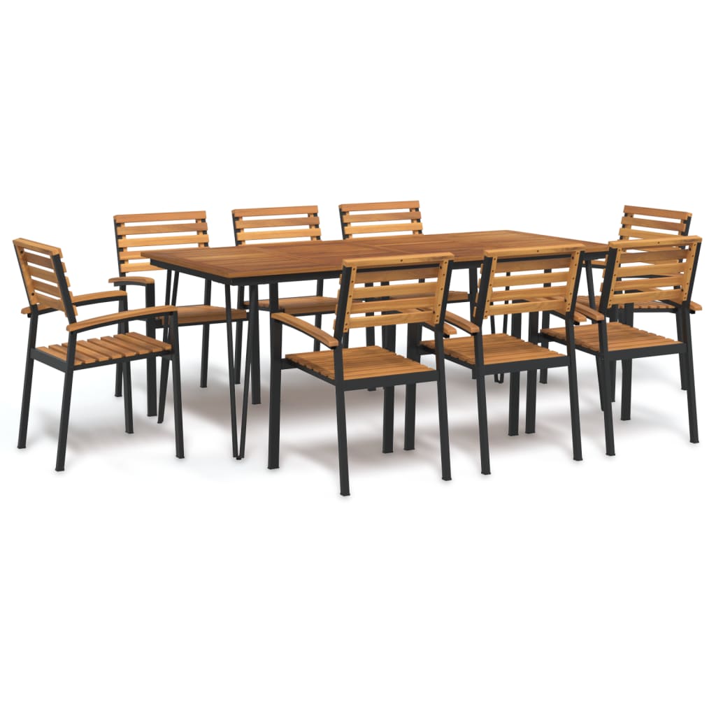5-tlg. Garten-Essgruppe Massivholz Akazie und Metall