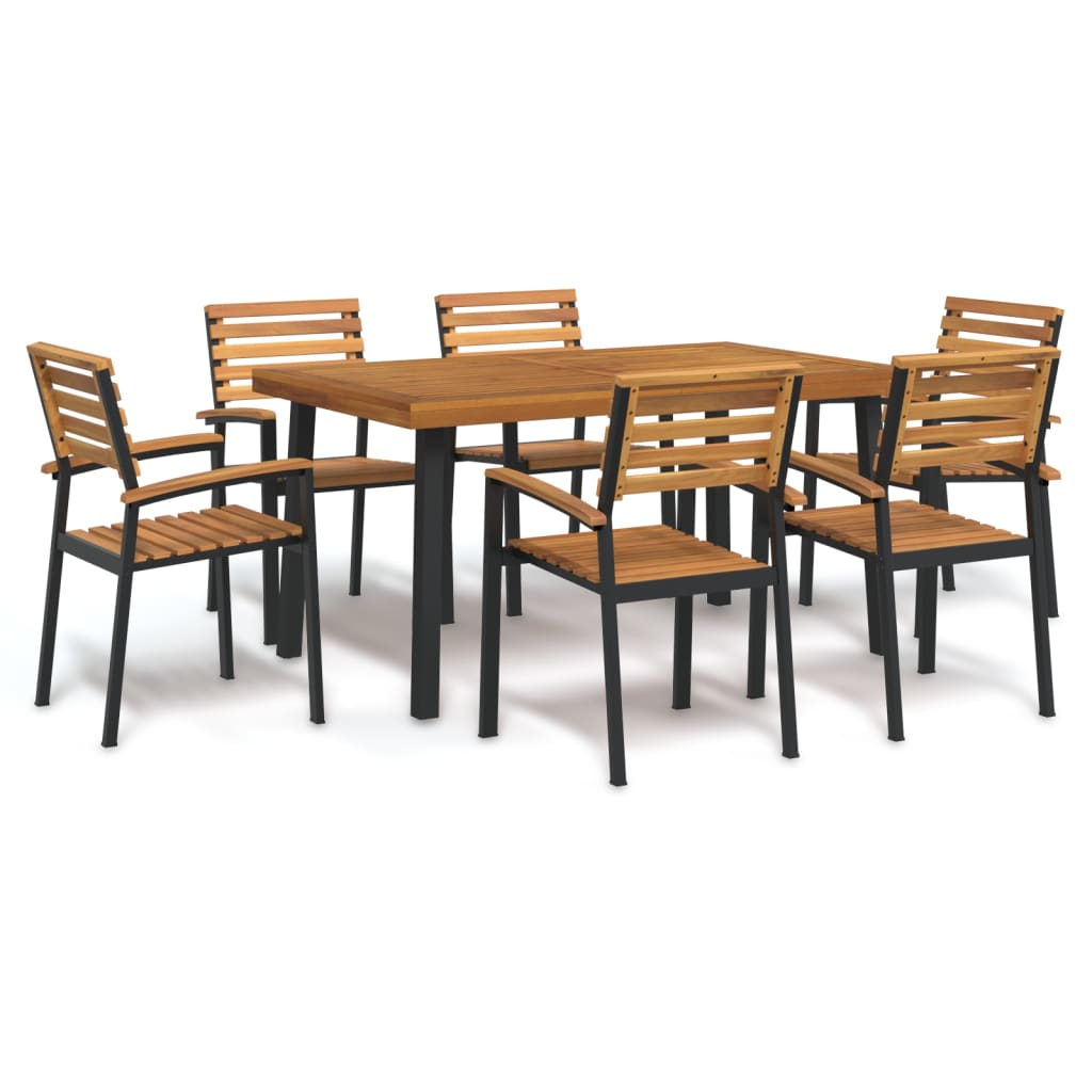 5-tlg. Garten-Essgruppe Massivholz Akazie und Metall