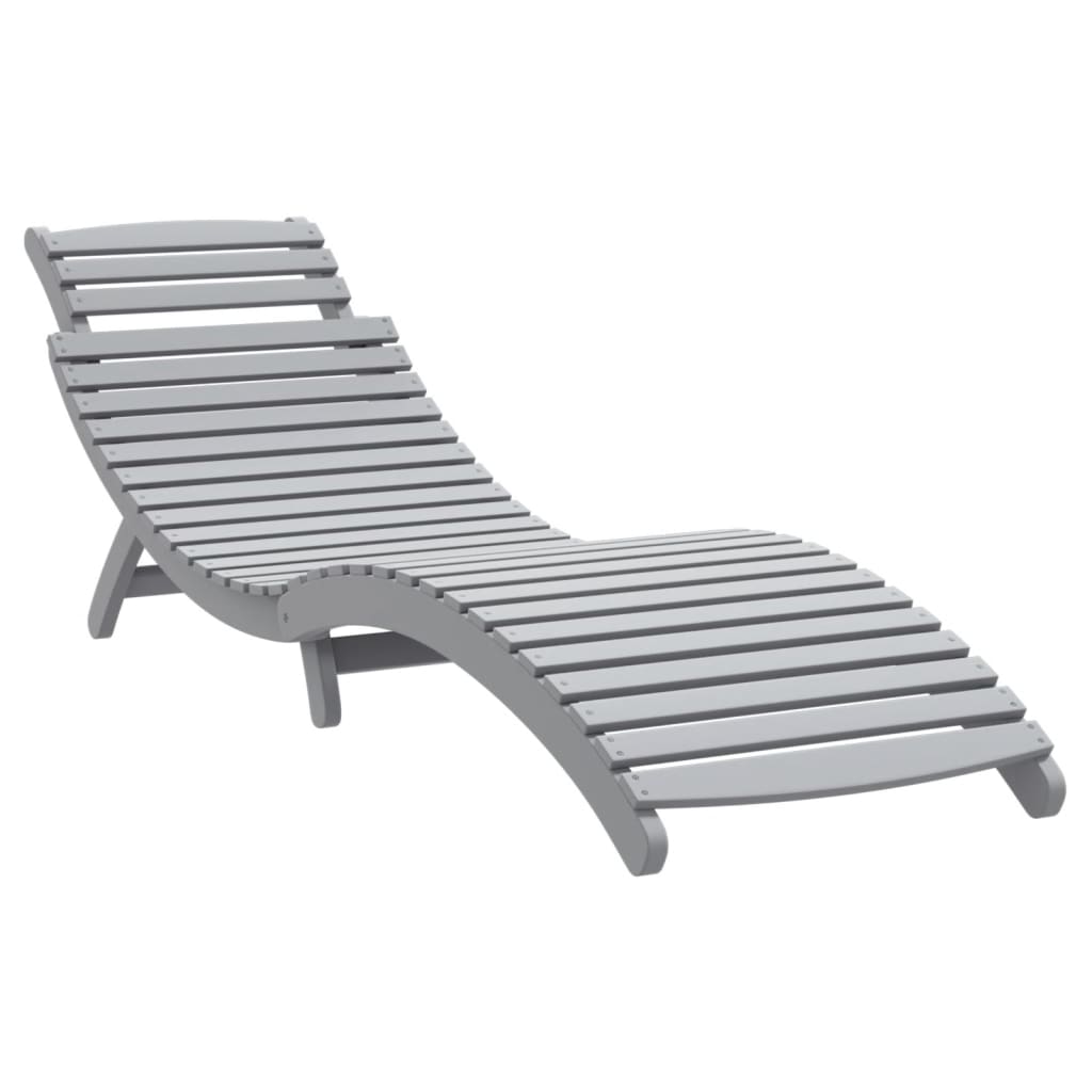 vidaXL Sonnenliegen 2 Stk. Grau 184x55x64 cm Massivholz Akazie