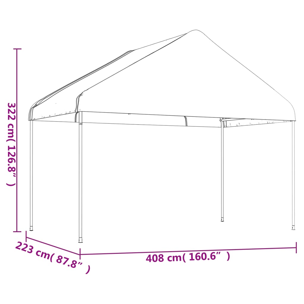 vidaXL Pavillon mit Dach Weiß 4,46x4,08x3,22 m Polyethylen