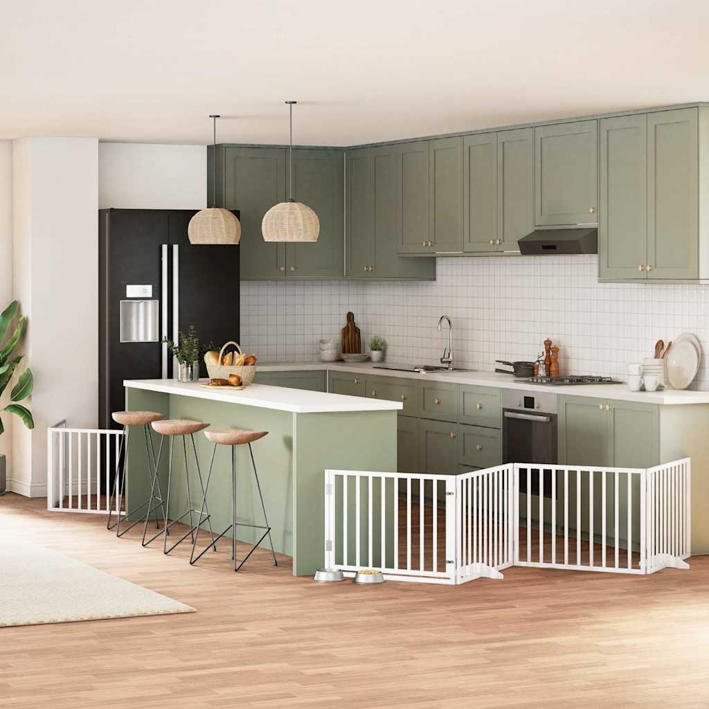 vidaXL 9-tlg. Hundetor mit Tür Faltbar 450 cm Pappelholz