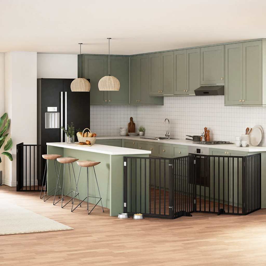 vidaXL 9-tlg. Hundetor mit Tür Faltbar 450 cm Pappelholz