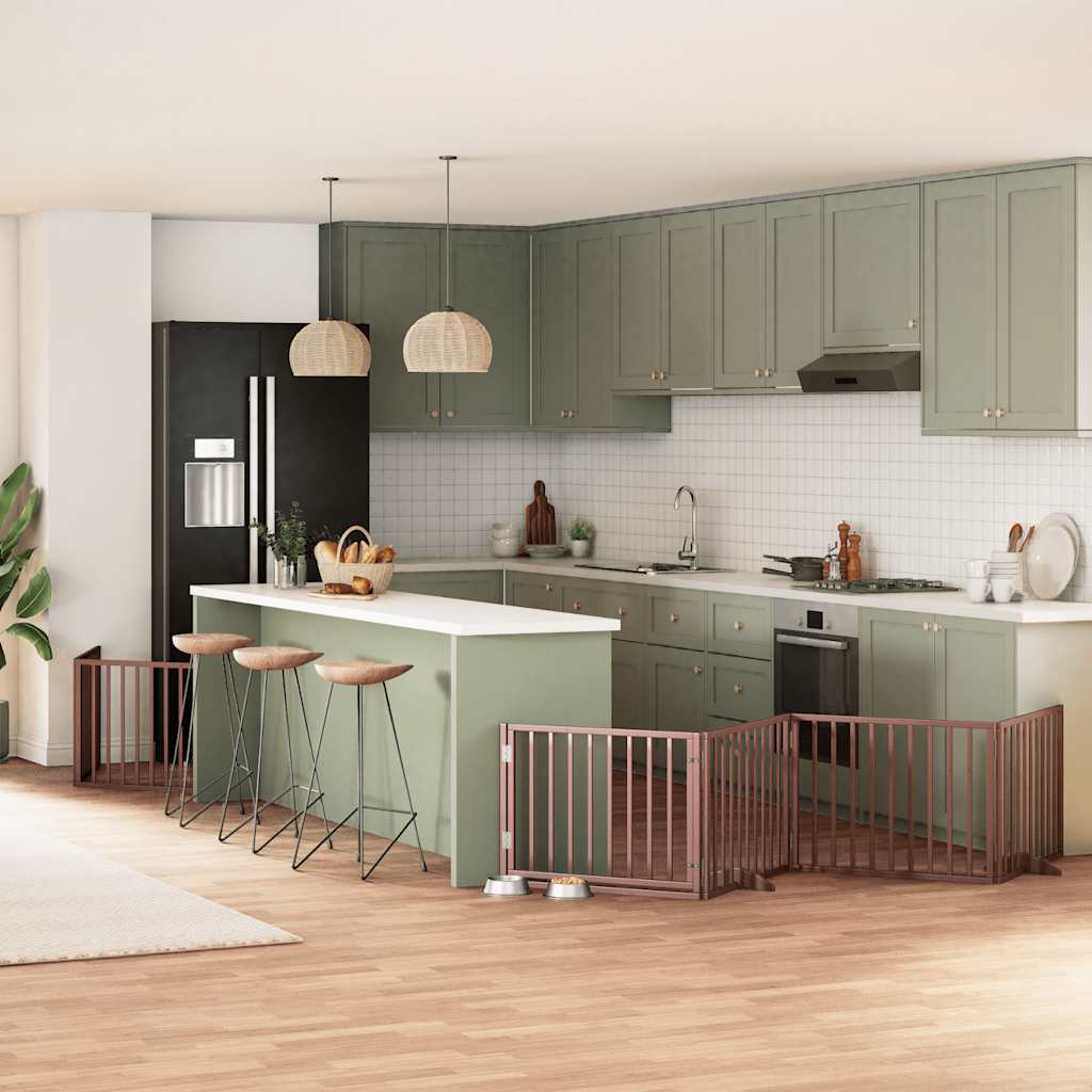 vidaXL 9-tlg. Hundetor mit Tür Faltbar 450 cm Pappelholz