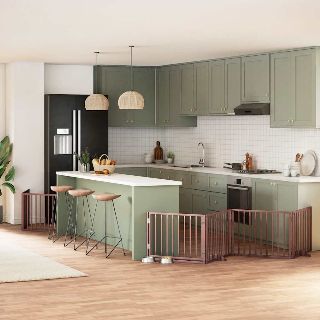 vidaXL 9-tlg. Hundetor mit Tür Faltbar 450 cm Pappelholz