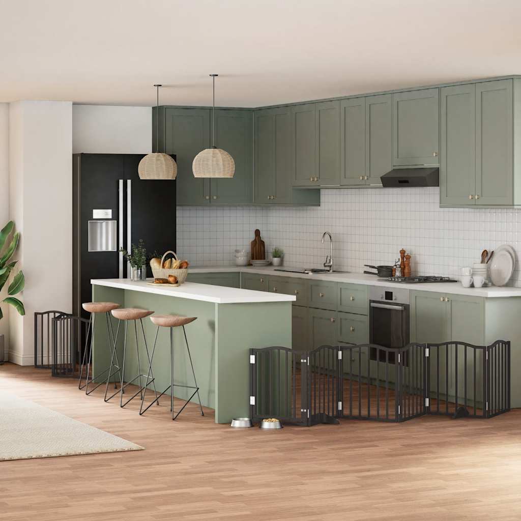 vidaXL 9-tlg. Hundetor mit Tür Faltbar 450 cm Pappelholz