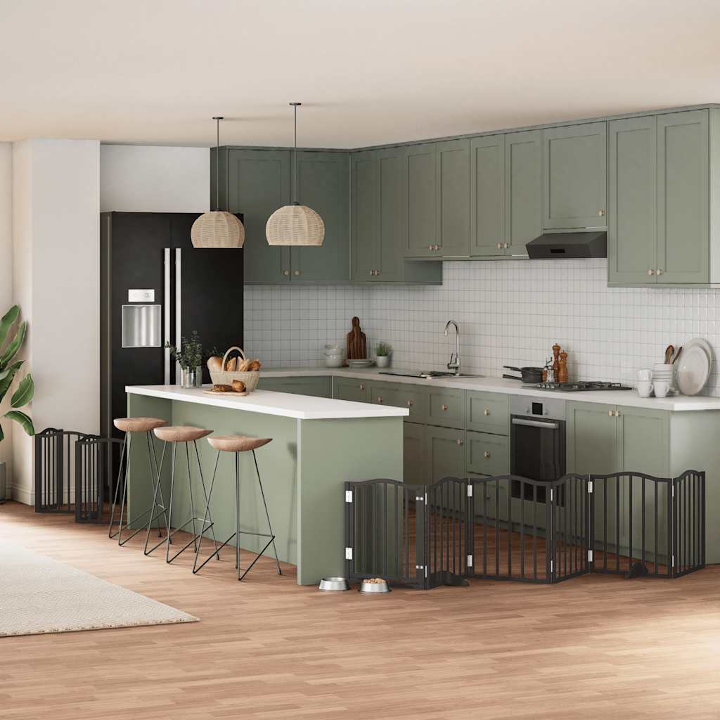 vidaXL 9-tlg. Hundetor mit Tür Faltbar 450 cm Pappelholz