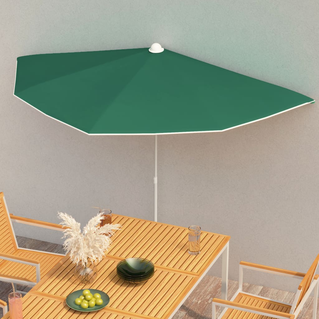 Halb-Sonnenschirm mit Mast 180x90 cm Sandfarbe