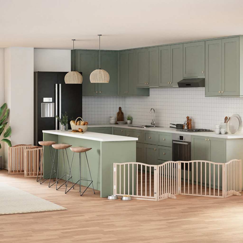 vidaXL 9-tlg. Hundetor mit Tür Faltbar 450 cm Pappelholz