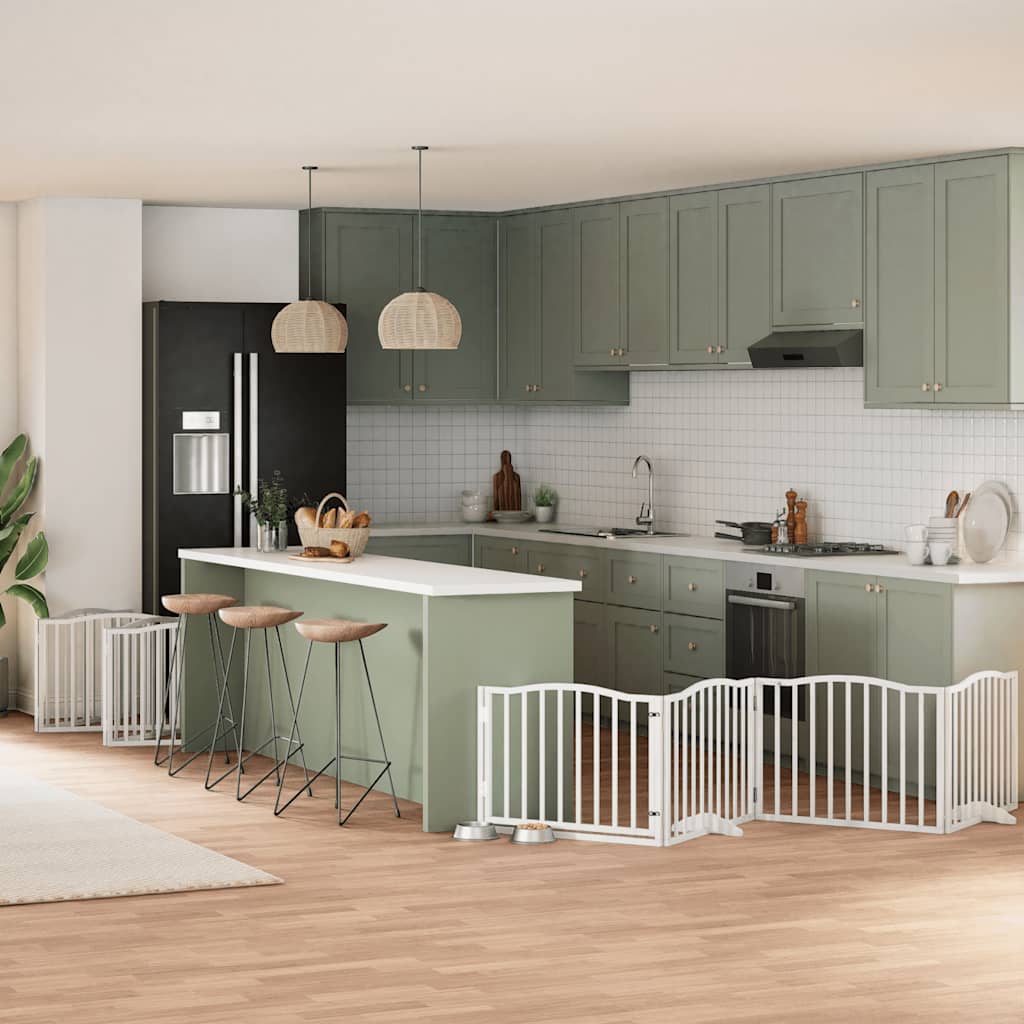 vidaXL 9-tlg. Hundetor mit Tür Faltbar 450 cm Pappelholz