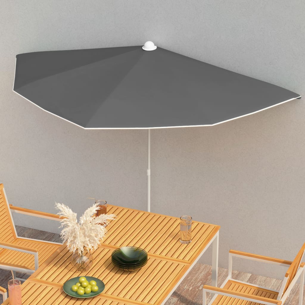 Halb-Sonnenschirm mit Mast 180x90 cm Sandfarbe