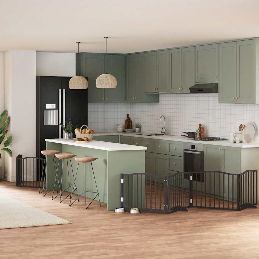 vidaXL 9-tlg. Hundetor mit Tür Faltbar 450 cm Pappelholz