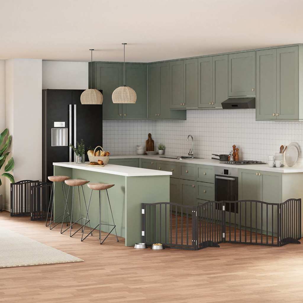 vidaXL 9-tlg. Hundetor mit Tür Faltbar 450 cm Pappelholz