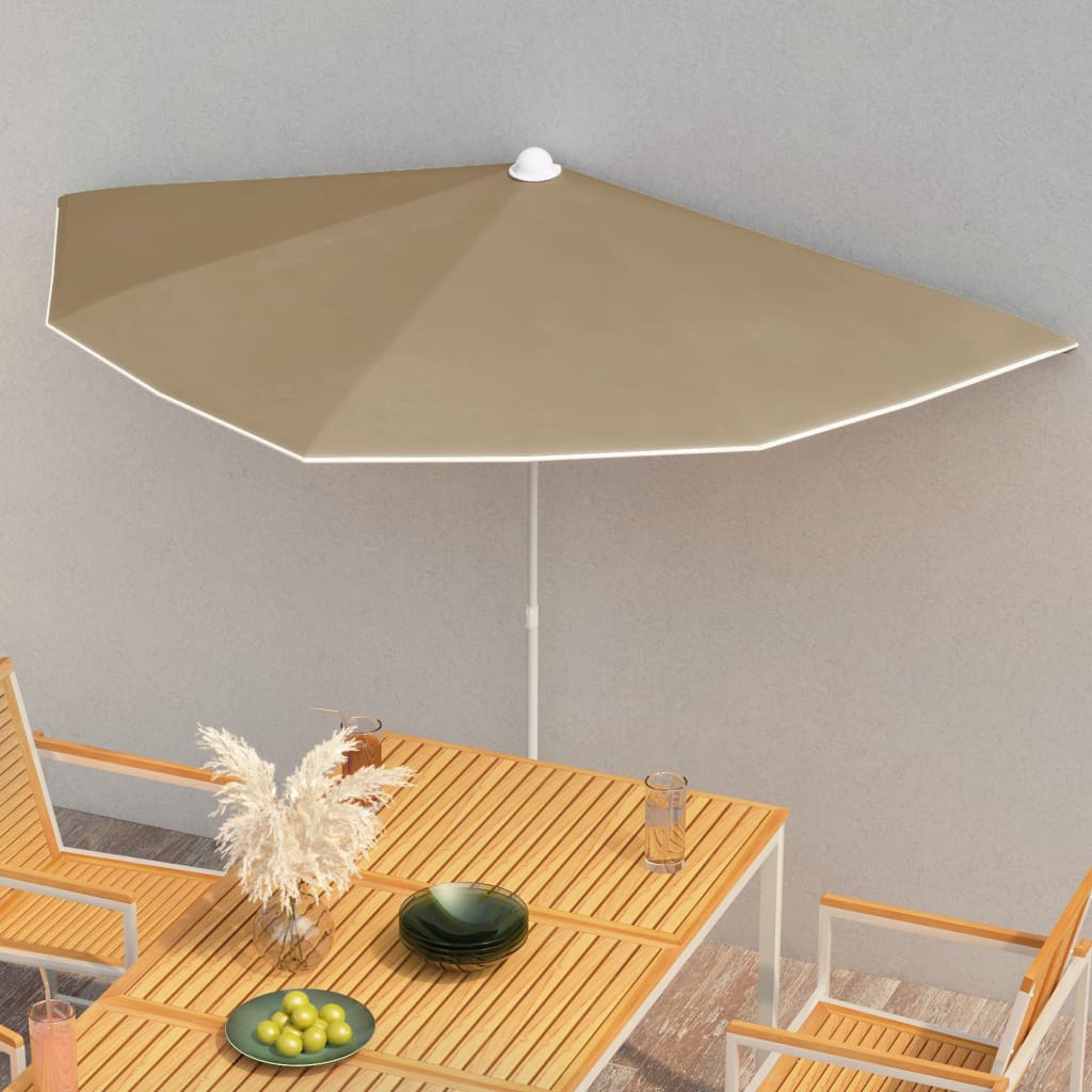 Halb-Sonnenschirm mit Mast 180x90 cm Sandfarbe
