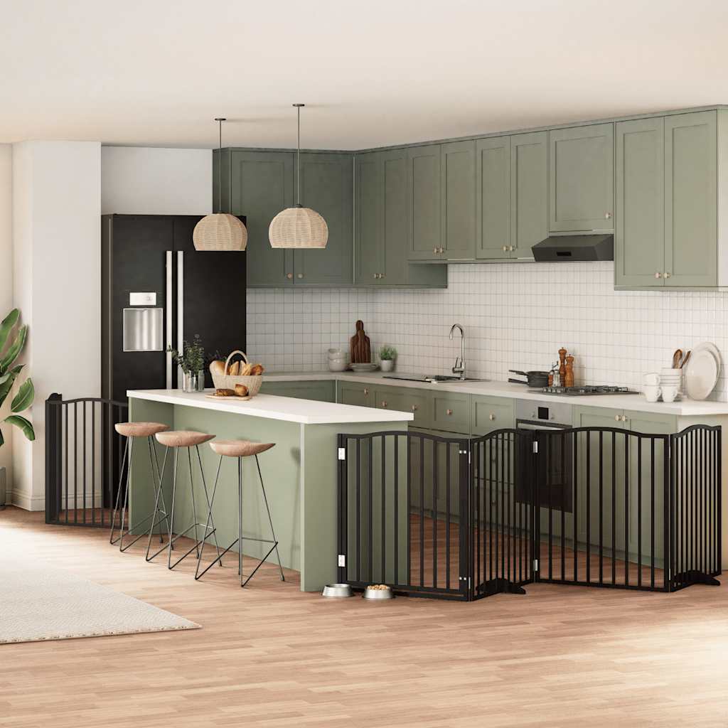 vidaXL 9-tlg. Hundetor mit Tür Faltbar 450 cm Pappelholz