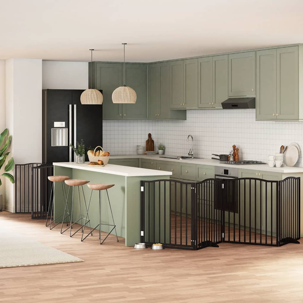 vidaXL 9-tlg. Hundetor mit Tür Faltbar 450 cm Pappelholz