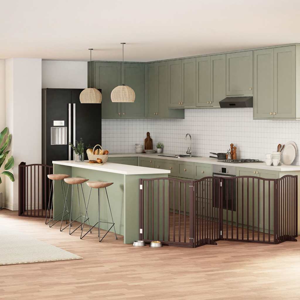 vidaXL 9-tlg. Hundetor mit Tür Faltbar 450 cm Pappelholz