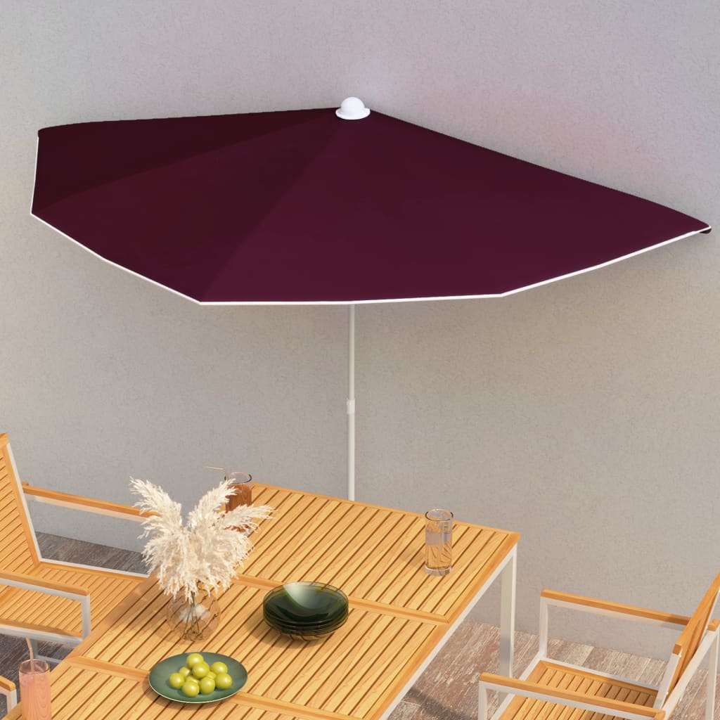 Halb-Sonnenschirm mit Mast 180x90 cm Sandfarbe
