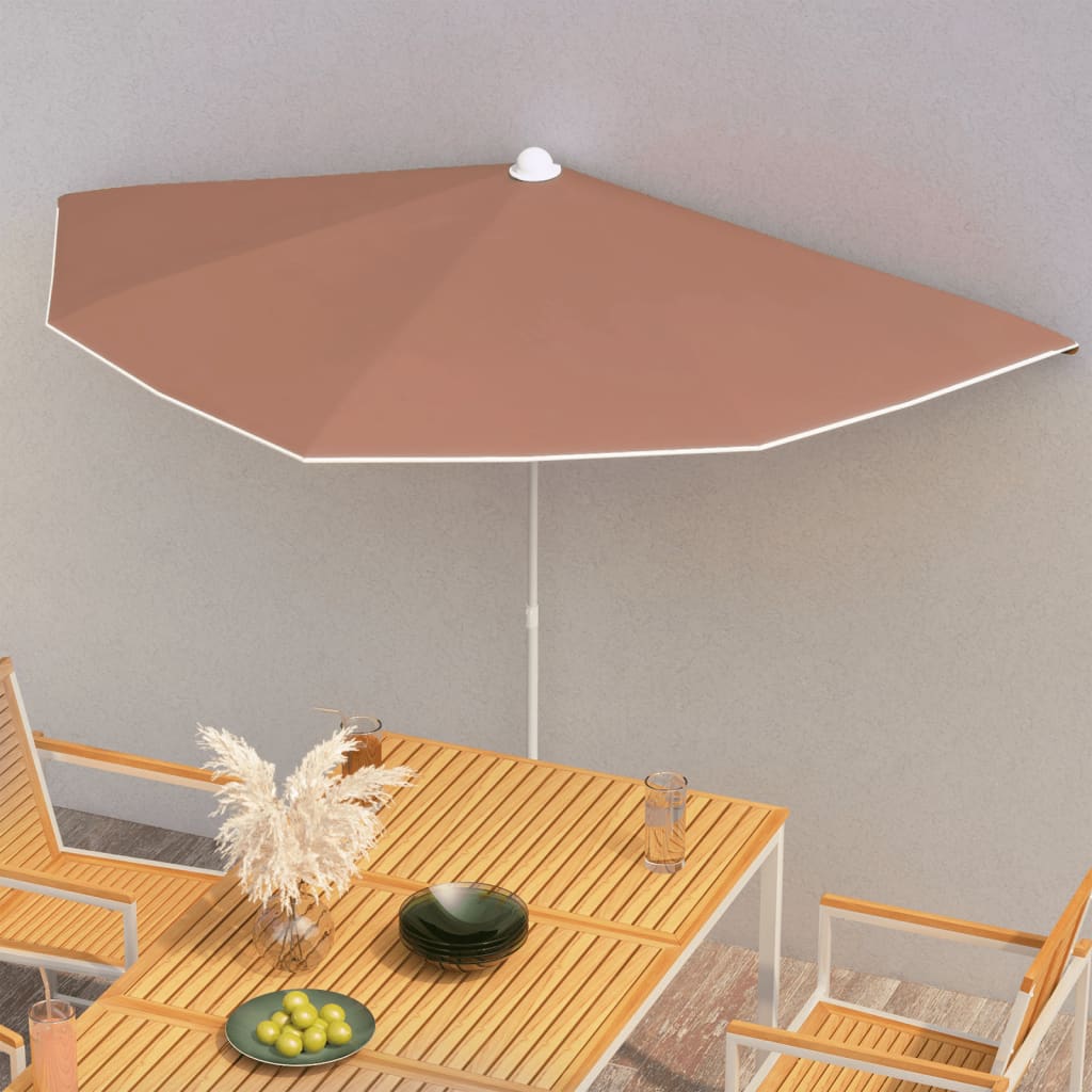 Halb-Sonnenschirm mit Mast 180x90 cm Sandfarbe