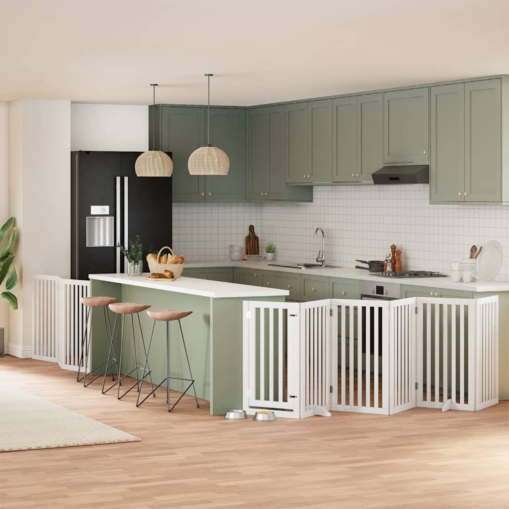 vidaXL 9-tlg. Hundetor mit Tür Faltbar 450 cm Pappelholz