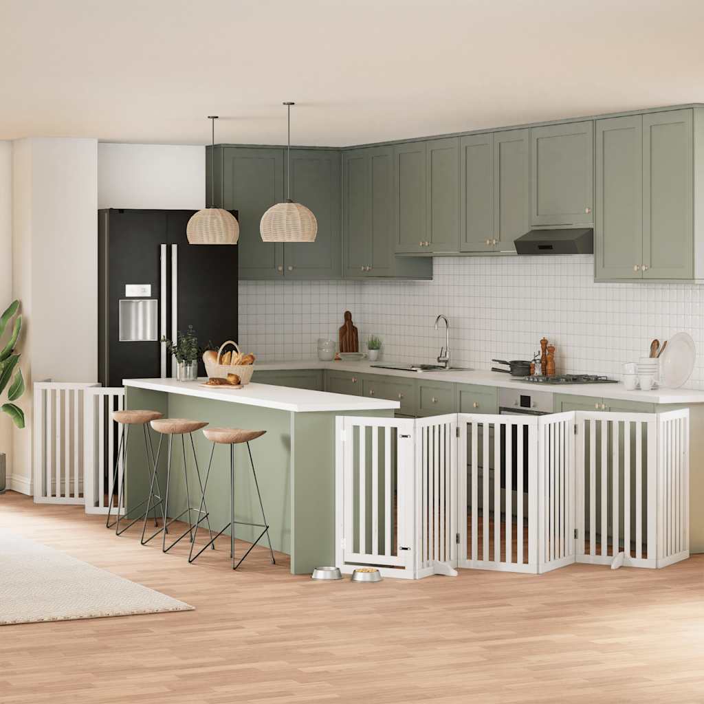 vidaXL 9-tlg. Hundetor mit Tür Faltbar 450 cm Pappelholz