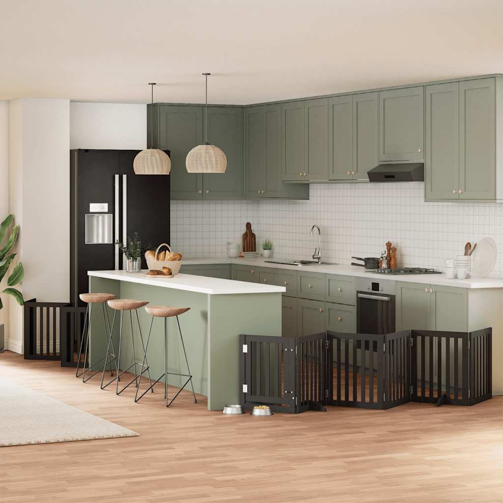 vidaXL 9-tlg. Hundetor mit Tür Faltbar 450 cm Pappelholz