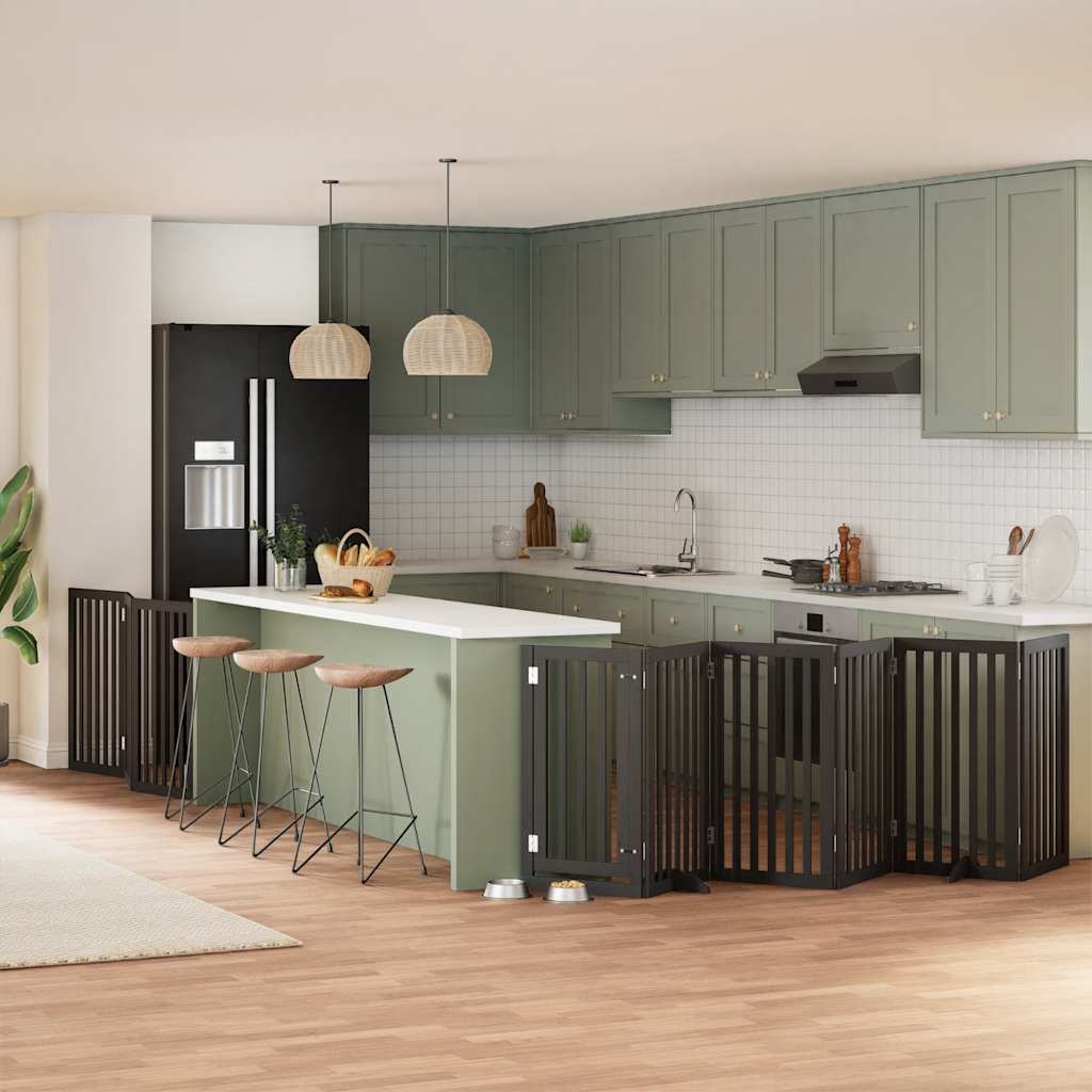 vidaXL 9-tlg. Hundetor mit Tür Faltbar 450 cm Pappelholz