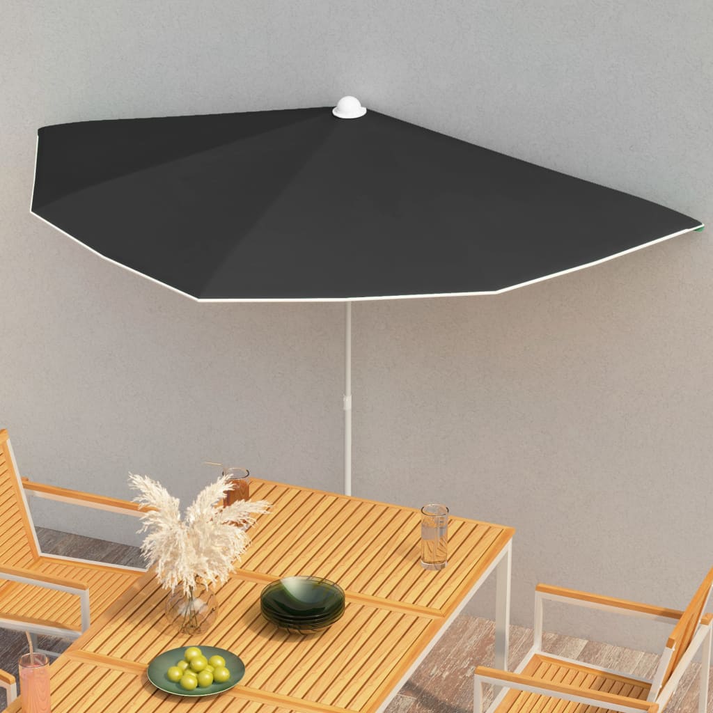 Halb-Sonnenschirm mit Mast 180x90 cm Sandfarbe
