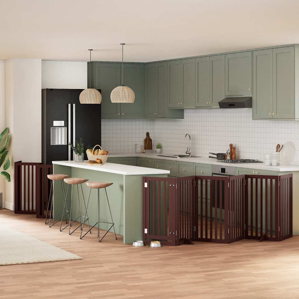 vidaXL 9-tlg. Hundetor mit Tür Faltbar 450 cm Pappelholz