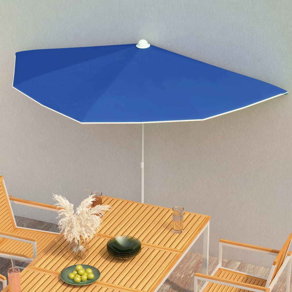 Halb-Sonnenschirm mit Mast 180x90 cm Sandfarbe