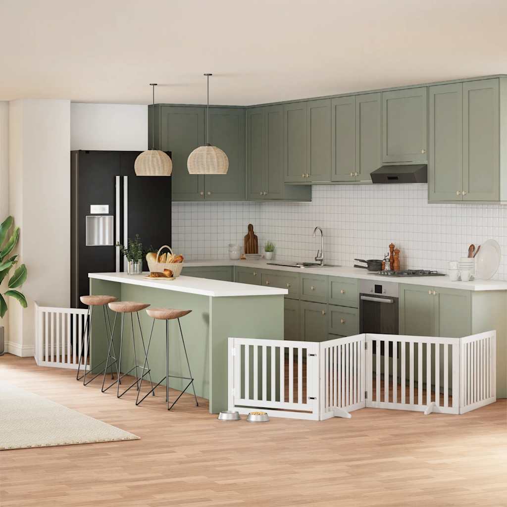 vidaXL 9-tlg. Hundetor mit Tür Faltbar 450 cm Pappelholz