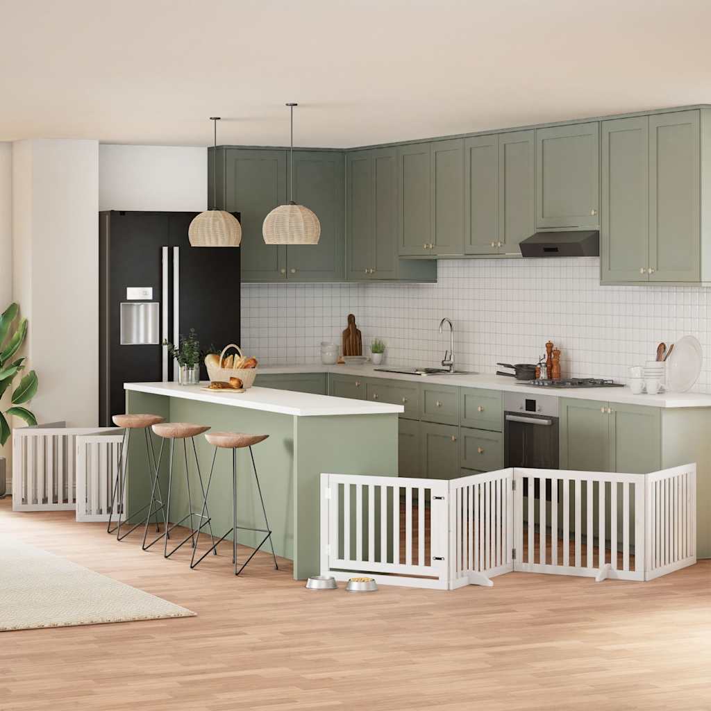 vidaXL 9-tlg. Hundetor mit Tür Faltbar 450 cm Pappelholz