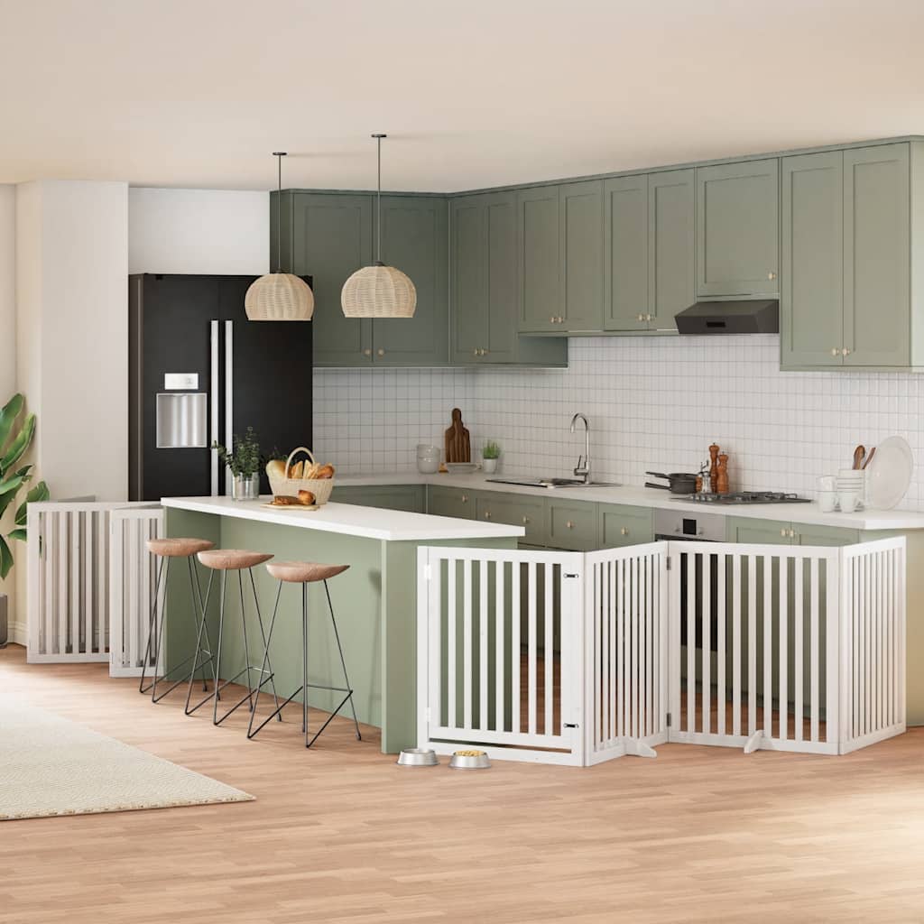 vidaXL 9-tlg. Hundetor mit Tür Faltbar 450 cm Pappelholz