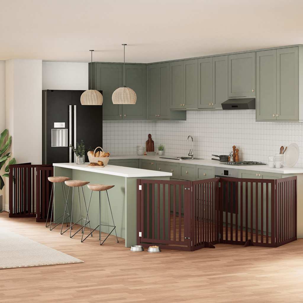 vidaXL 9-tlg. Hundetor mit Tür Faltbar 450 cm Pappelholz