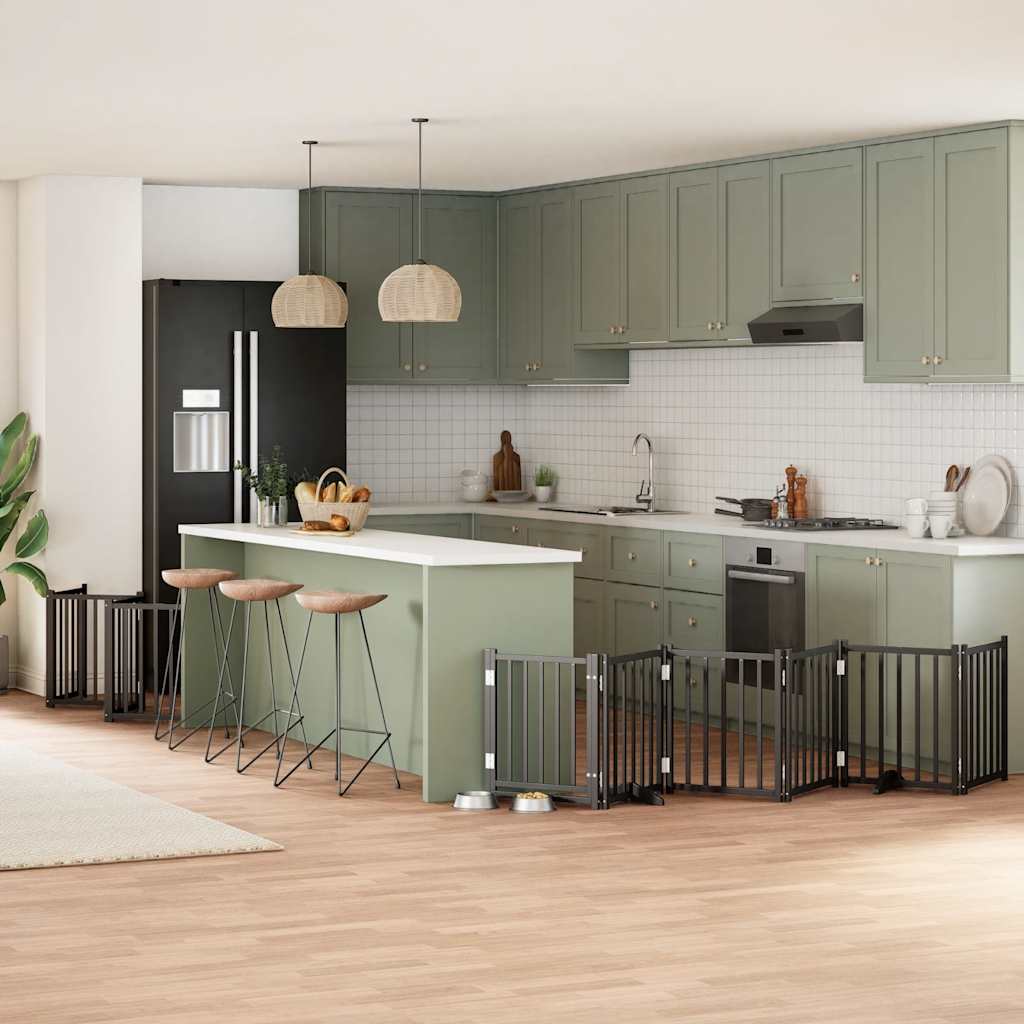 vidaXL 9-tlg. Hundetor mit Tür Faltbar 450 cm Pappelholz