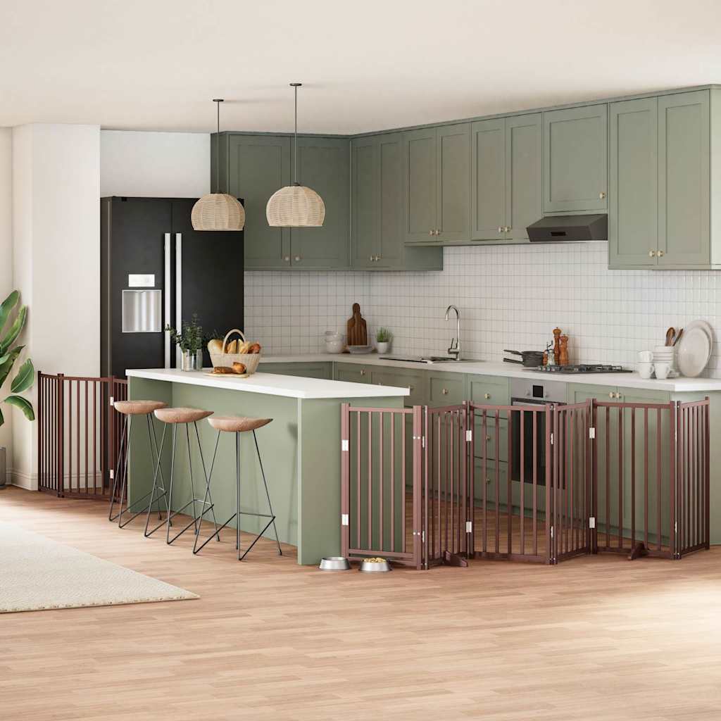 vidaXL 9-tlg. Hundetor mit Tür Faltbar 450 cm Pappelholz