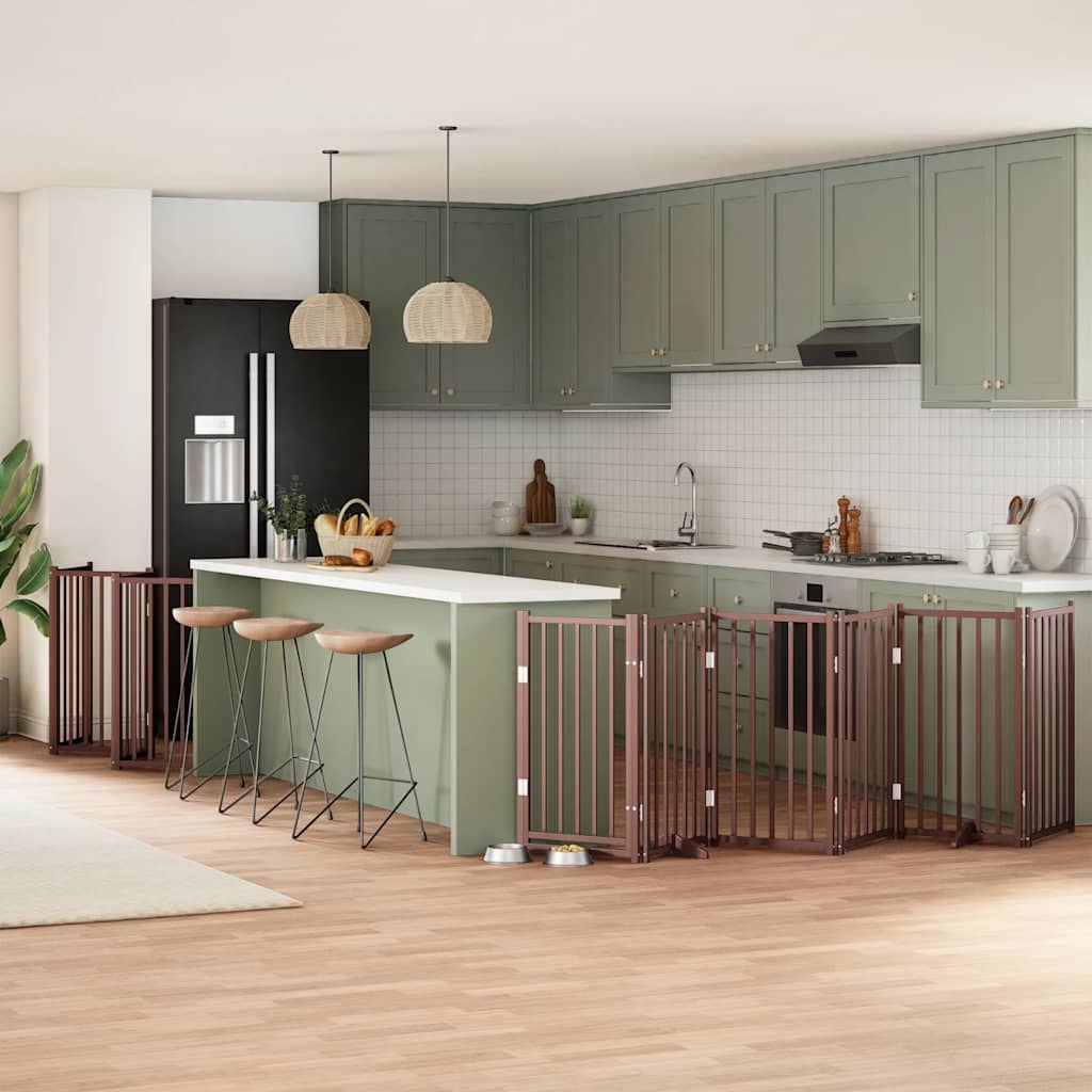 vidaXL 9-tlg. Hundetor mit Tür Faltbar 450 cm Pappelholz