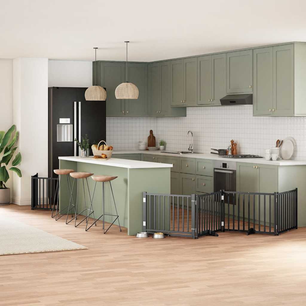 vidaXL 9-tlg. Hundetor mit Tür Faltbar 450 cm Pappelholz