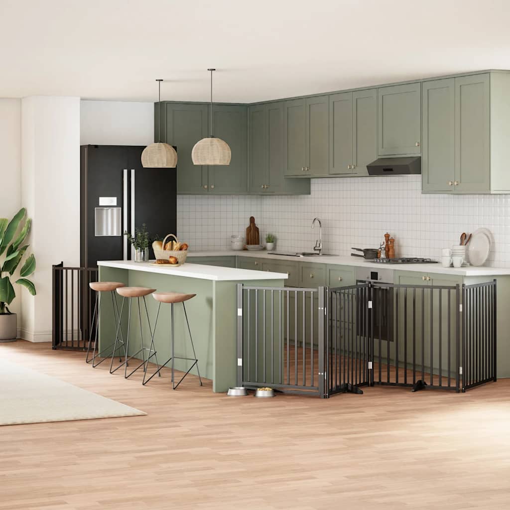 vidaXL 9-tlg. Hundetor mit Tür Faltbar 450 cm Pappelholz