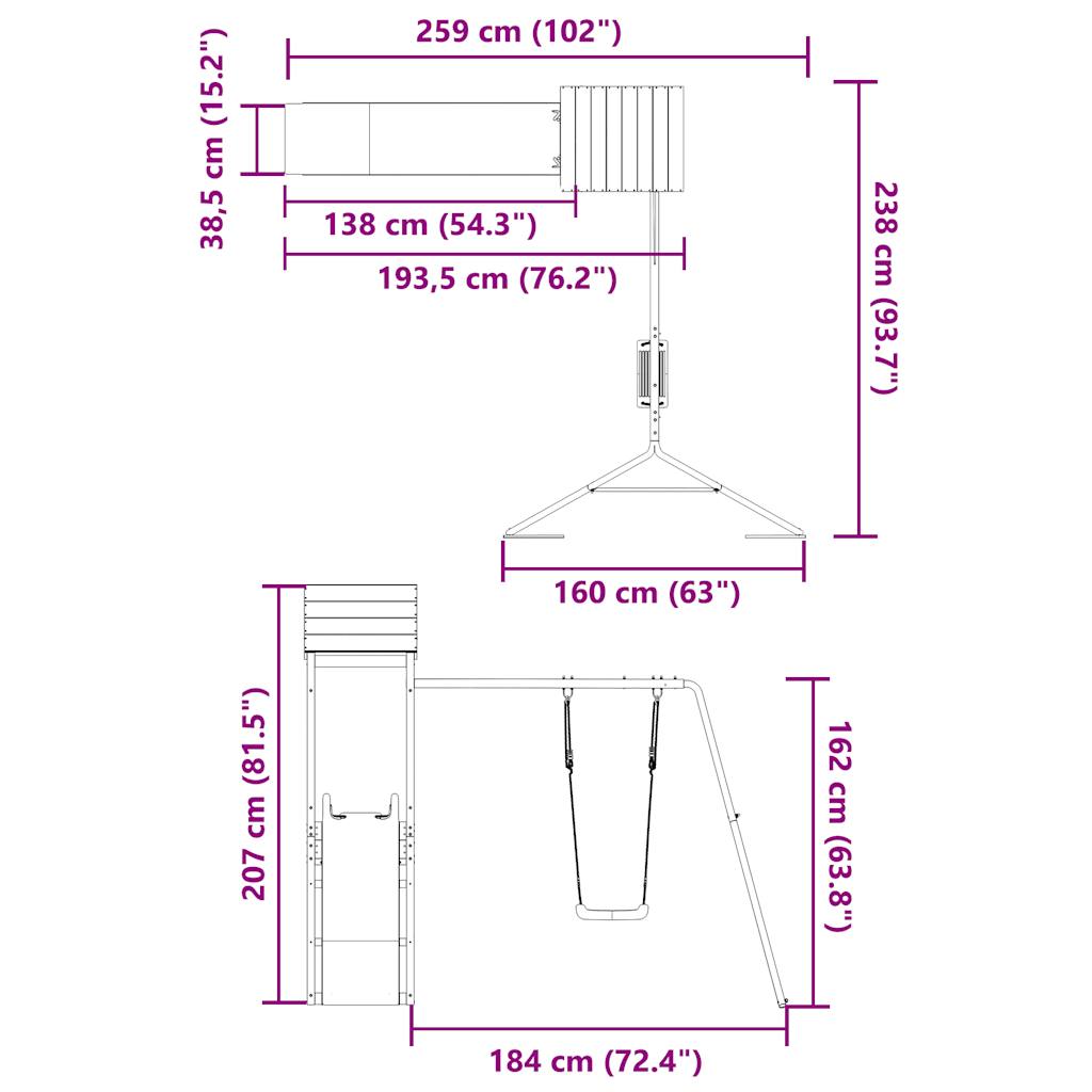 vidaXL Spielturm Massivholz Kiefer