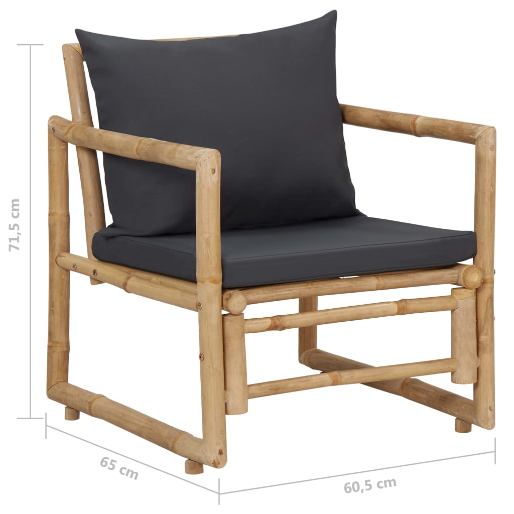 4-tlg. Garten-Lounge-Set mit Auflagen Bambus